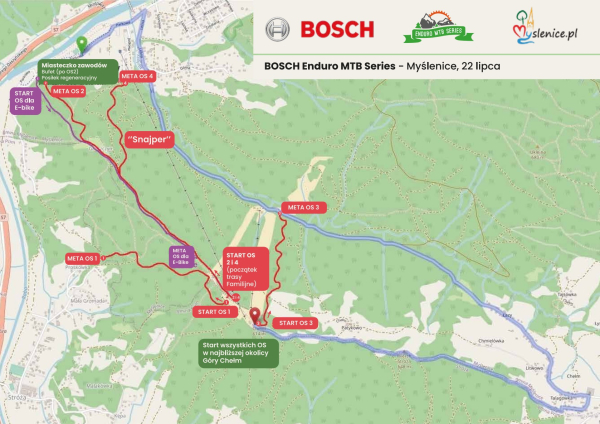 Mapa tras zawodów w Myślenicach